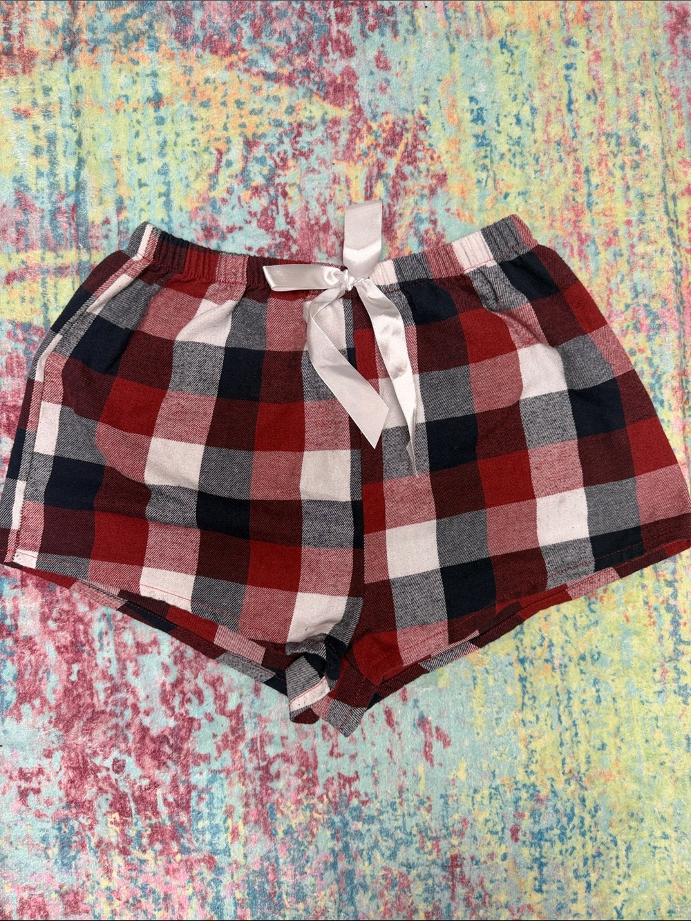 Plaid Cotton Sleep Shorts - Red/Black/White